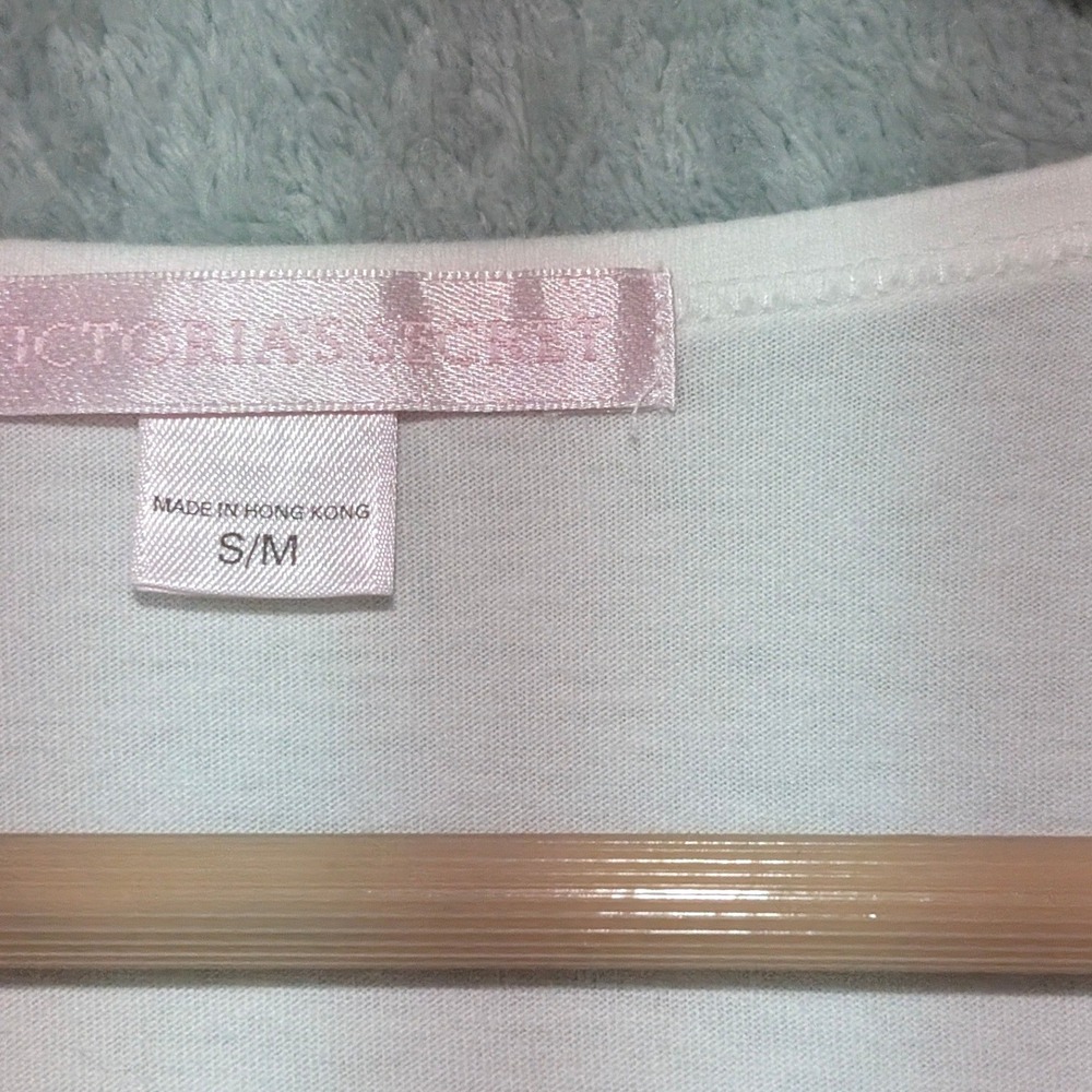VTG Victorias Secret Libra Zodiac Nightshirt White Cotton V-Neck Y2K S / M - Picture 7 of 10